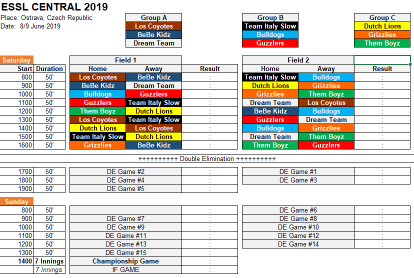Schedule Ostrava 2019