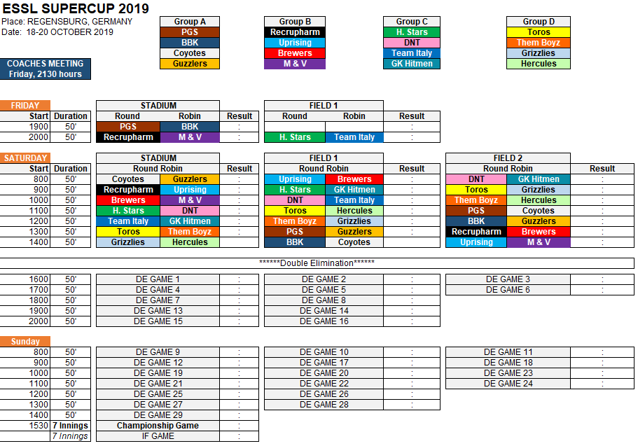ESSL Supercup V Schedule